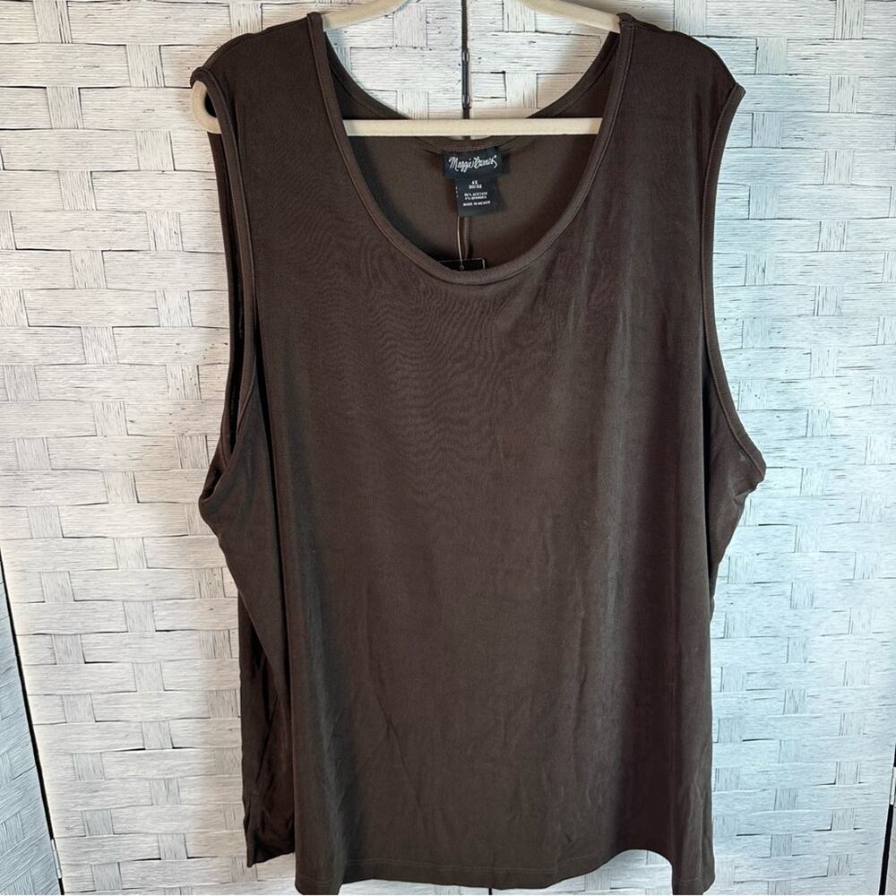 Maggie Barnes tank tops nylon travel wrinkle free brown layering piece plus size